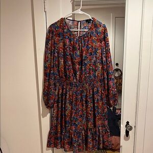 J. Crew Multicolor Floral Sheer Dress with Slip